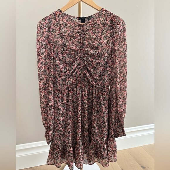 Ever New Long Sleeve Floral Ruched Mini Dress – Size 4 - Picture 1 of 10